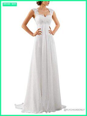 Sleeveless Lace Chiffon A-Line Wedding Dress Petite Plus Size Bridal Gown